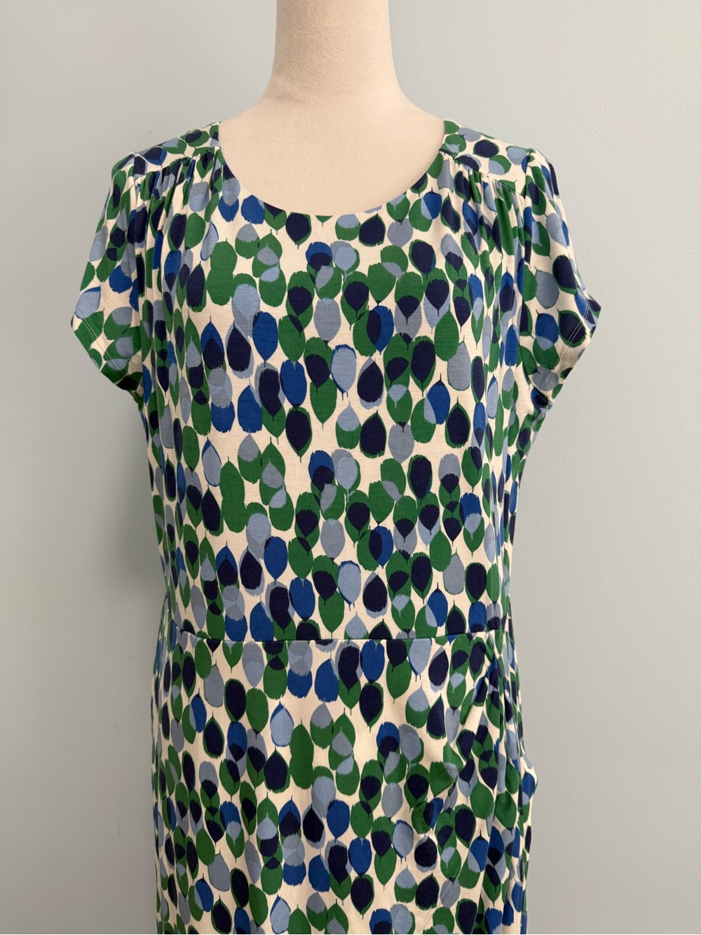 Boden Short Sleeve Multicolor Wrap Hem Lined Midi Dress Size 12 L - Picture 2 of 12